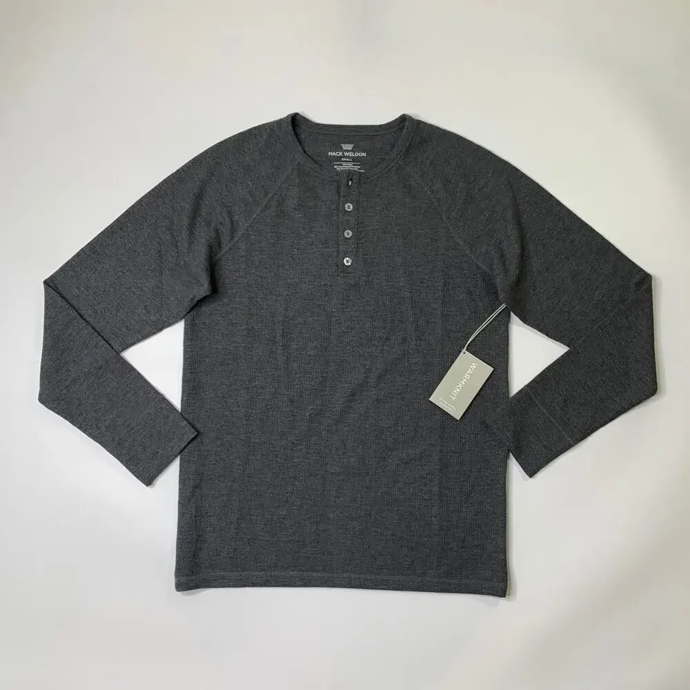 Mack Weldon Sweater Mens S Small Gray Warmknit Waffle Henley Modal Wool Blend